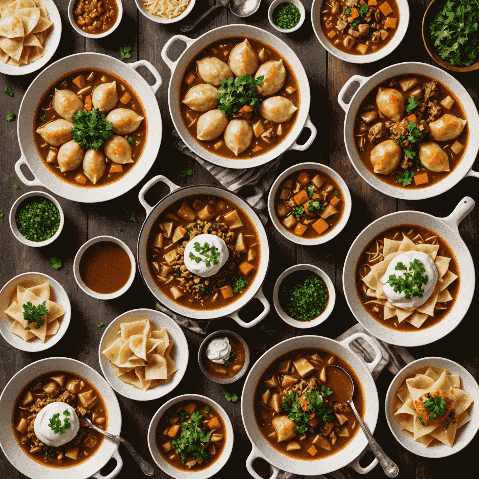 Kolaż tradycyjnych polskich dań, w tym pierogi, bigos, kotlet schabowy i żurek